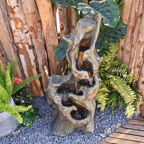SERBILHOME Outdoor Water Fountain 39.93 Inch Large Outdoor Water Fountain Garden Cascading Waterfalls Fountain Floor Standing Water Fountains Outdoor Water Fountain with Lights for Patio Deck Yard