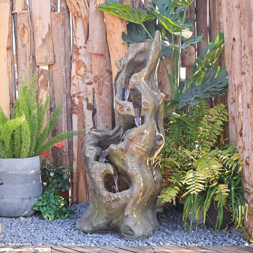 SERBILHOME Outdoor Water Fountain 39.93 Inch Large Outdoor Water Fountain Garden Cascading Waterfalls Fountain Floor Standing Water Fountains Outdoor Water Fountain with Lights for Patio Deck Yard