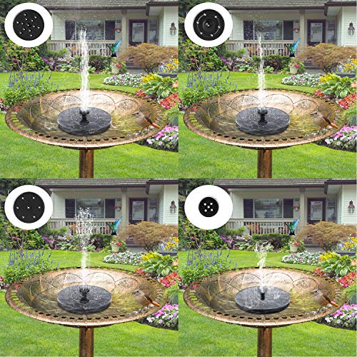 Mademax Solar Bird Bath Fountain Pump, Upgrade 1.4W Solar Fountain with 6 Nozzle, Free Standing Floating Solar Powered Water Fountain Pump for Bird Bath, Garden, Pond, Pool, Outdoor
