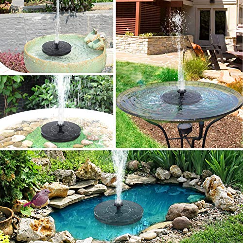 Mademax Solar Bird Bath Fountain Pump, Upgrade 1.4W Solar Fountain with 6 Nozzle, Free Standing Floating Solar Powered Water Fountain Pump for Bird Bath, Garden, Pond, Pool, Outdoor