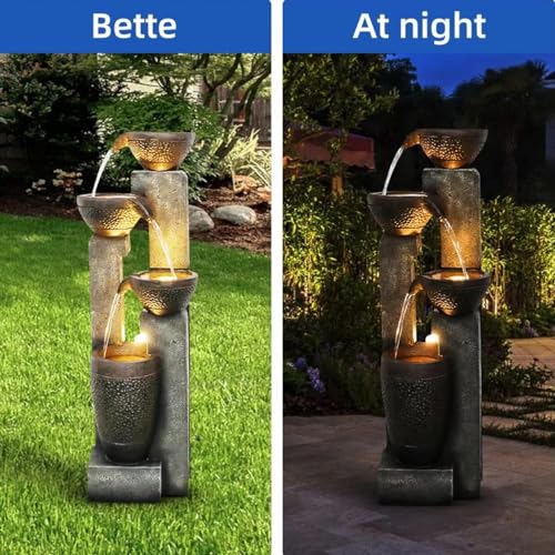 Hamiedun 40''H 4-Tier Outdoor Garden Water Fountain Decor, Resin Fountain for Garden, Floor Patio, Deck, Porch, Backyard and Home Art Decor (40inch)