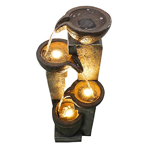 Hamiedun 40''H 4-Tier Outdoor Garden Water Fountain Decor, Resin Fountain for Garden, Floor Patio, Deck, Porch, Backyard and Home Art Decor (40inch)