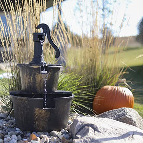 7Penn Patio Water Fountains Outdoor Waterfall Unit - Electric Pump 2 Tier Garden Fountain Outdoor Water Feature
