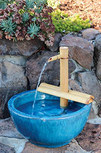 Bamboo Accents Zen Garden Water Fountain Kit - Adjustable Spout with Smooth Matte Finish, Includes Submersible Pump - Ideal for Indoor & Outdoor Use, Container Not Included (12" Adj Half-Rounds)