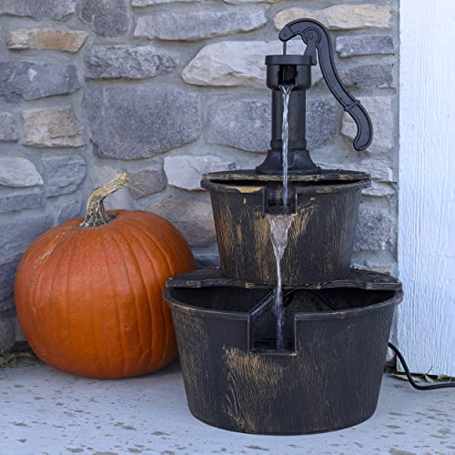 7Penn Patio Water Fountains Outdoor Waterfall Unit - Electric Pump 2 Tier Garden Fountain Outdoor Water Feature
