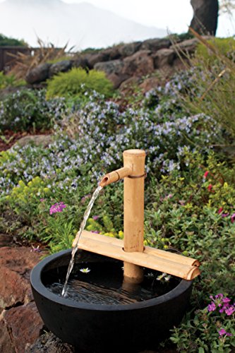 Bamboo Accents Zen Garden Water Fountain Kit - Adjustable Spout with Smooth Matte Finish, Includes Submersible Pump - Ideal for Indoor & Outdoor Use, Container Not Included (12" Adj Half-Rounds)