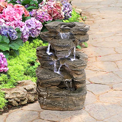 Design Toscano Devil's Thumb Falls Illuminated Garden Fountain, Full Color , 10 x 13 x 17.5 inches