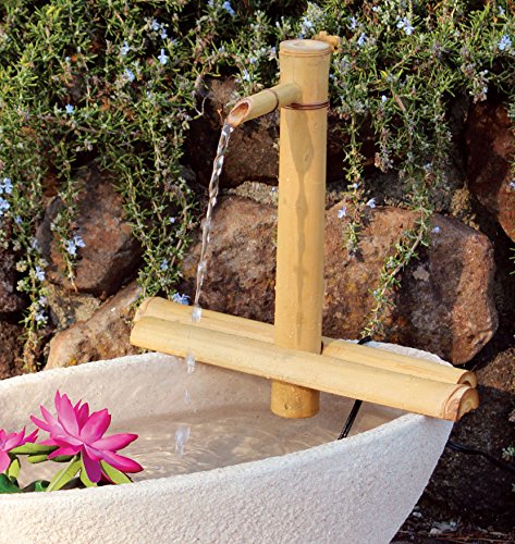 Bamboo Accents Zen Garden Water Fountain Kit - Adjustable Spout with Smooth Matte Finish, Includes Submersible Pump - Ideal for Indoor & Outdoor Use, Container Not Included (12" Adj Half-Rounds)
