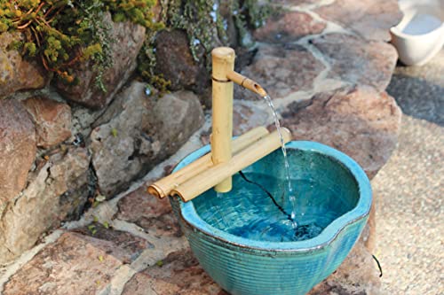 Bamboo Accents Zen Garden Water Fountain Kit - Adjustable Spout with Smooth Matte Finish, Includes Submersible Pump - Ideal for Indoor & Outdoor Use, Container Not Included (12" Adj Half-Rounds)