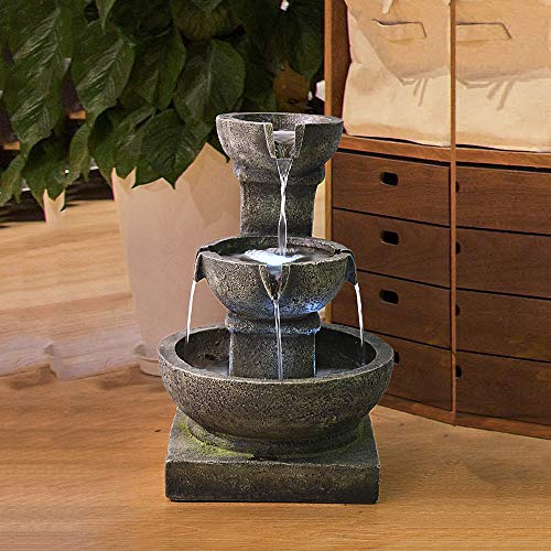 PeterIvan Outdoor Waterfall Fountain - Relaxing Soothing Garden Fountain Patio Outdoor for The Garden&Patio with LED Lights and Charming Water Feature