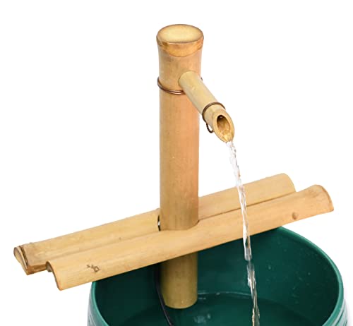 Bamboo Accents Zen Garden Water Fountain Kit - Adjustable Spout with Smooth Matte Finish, Includes Submersible Pump - Ideal for Indoor & Outdoor Use, Container Not Included (12" Adj Half-Rounds)