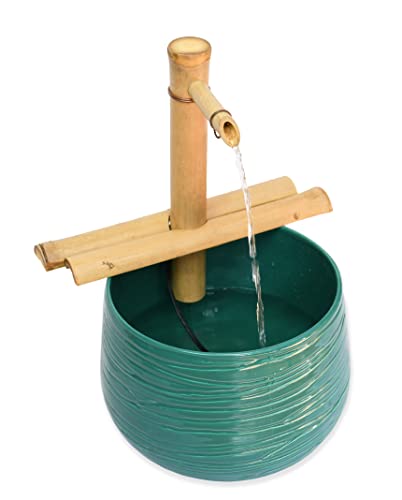 Bamboo Accents Zen Garden Water Fountain Kit - Adjustable Spout with Smooth Matte Finish, Includes Submersible Pump - Ideal for Indoor & Outdoor Use, Container Not Included (12" Adj Half-Rounds)