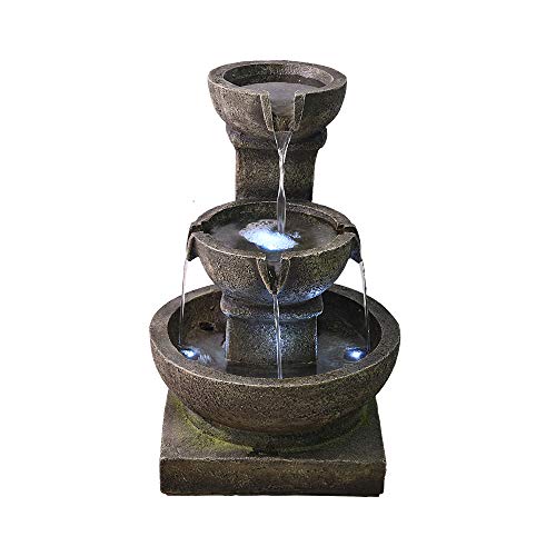 PeterIvan Outdoor Waterfall Fountain - Relaxing Soothing Garden Fountain Patio Outdoor for The Garden&Patio with LED Lights and Charming Water Feature