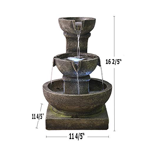 PeterIvan Outdoor Waterfall Fountain - Relaxing Soothing Garden Fountain Patio Outdoor for The Garden&Patio with LED Lights and Charming Water Feature