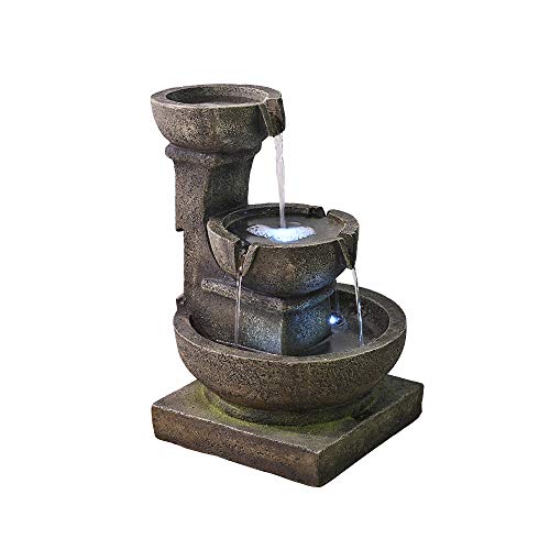 PeterIvan Outdoor Waterfall Fountain - Relaxing Soothing Garden Fountain Patio Outdoor for The Garden&Patio with LED Lights and Charming Water Feature