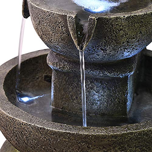 PeterIvan Outdoor Waterfall Fountain - Relaxing Soothing Garden Fountain Patio Outdoor for The Garden&Patio with LED Lights and Charming Water Feature