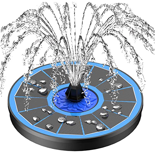 SZMP Solar Fountain Upgrade, 3.5W Solar Powered Bird Bath Fountains with Flower, Outdoor Water Feature Solar Pump with 7-in-1 Nozzles, 4 Fixed Pipes for Humingbirds, Garden, Pool, Pond, and Fish Tank