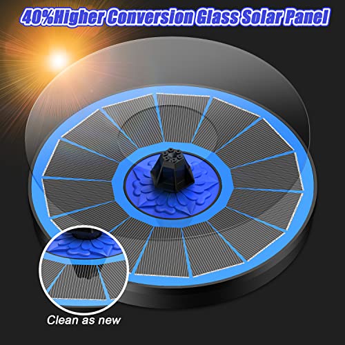 SZMP Solar Fountain Upgrade, 3.5W Solar Powered Bird Bath Fountains with Flower, Outdoor Water Feature Solar Pump with 7-in-1 Nozzles, 4 Fixed Pipes for Humingbirds, Garden, Pool, Pond, and Fish Tank