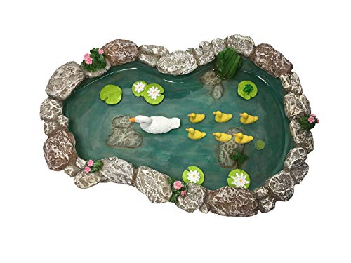 GlitZGlam Duck Pond -Mother and Ducklings! A Miniature Duck Pond for a Miniature Fairy Garden and Miniature Garden Accessories