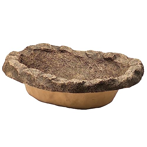 Gardenised QI004604 Small Flower Faux Rock Fiberglass Garden Decorative Water, 17 Gallon Sandstone Outdoor Patio Bed Waterfall Pond, Beige