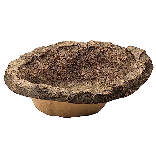 Gardenised QI004604 Small Flower Faux Rock Fiberglass Garden Decorative Water, 17 Gallon Sandstone Outdoor Patio Bed Waterfall Pond, Beige