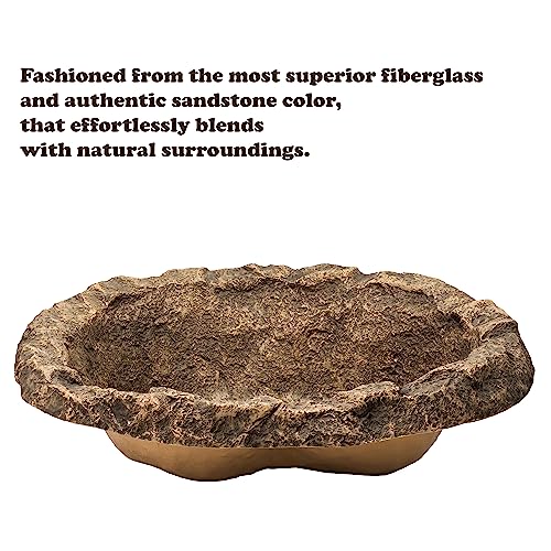 Gardenised QI004604 Small Flower Faux Rock Fiberglass Garden Decorative Water, 17 Gallon Sandstone Outdoor Patio Bed Waterfall Pond, Beige