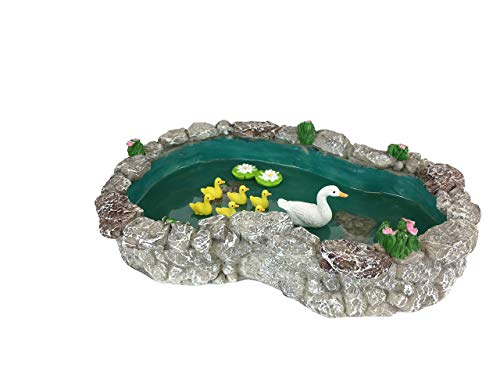 GlitZGlam Duck Pond -Mother and Ducklings! A Miniature Duck Pond for a Miniature Fairy Garden and Miniature Garden Accessories