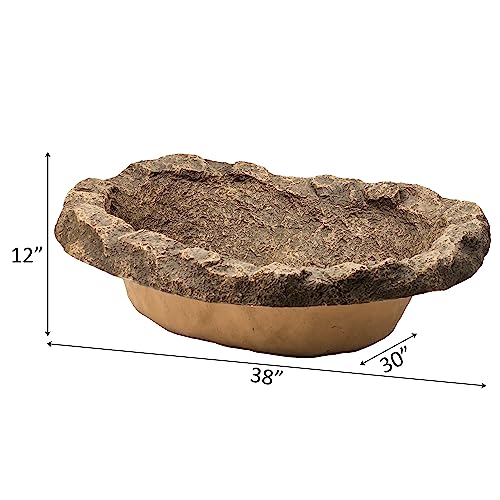 Gardenised QI004604 Small Flower Faux Rock Fiberglass Garden Decorative Water, 17 Gallon Sandstone Outdoor Patio Bed Waterfall Pond, Beige