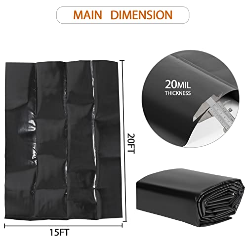 Toriexon Pond Liners 10 x 15 Feet, Easy Cutting LDPE Pond Liner 20 Mil, High Preformed Koi Pond Liner for Ponds, Streams, Fountains and Garden Waterfall