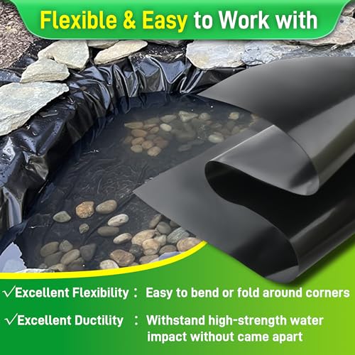 Sinimaka Pond Liner, 7 x 10 Ft HDPE Small Pond Liners for Outdoor Ponds, Pond Liners for Koi, Fish, Water Garden, Fountain, Waterfall