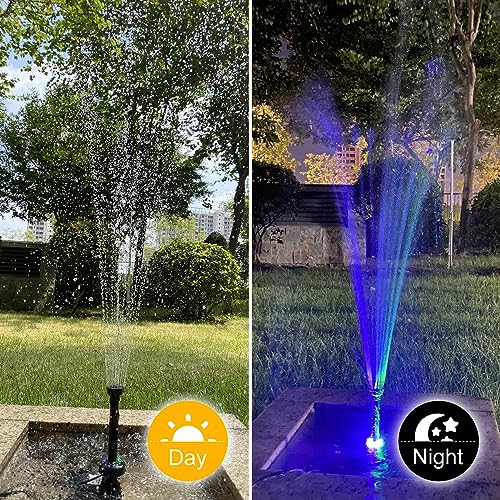 ZJNBMTFY Submersible Pond Fountain Pump with colorful LED Light, 7.2ft Water Pump,Aquarium Pump with 3 Nozzles,Fountains Pump for Small Ponds,Garden, Aquariums, Fish Tanks, Indoor Outdoor Fountain
