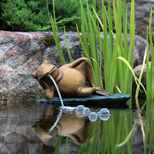 Aquascape 78311 Lazy Frog on Lily Pad Pond and Garden Water Fountain, Patina