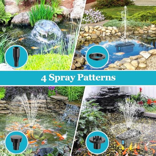 POPOSOAP Solar Water Pump with Pond Filter, 25W Solar Pond Filter with Fountain Pump 410GPH Adjustable, Pond Filter with Tubing for Outdoor Ponds Fish Tank Pool Garden Water Feature Waterfall