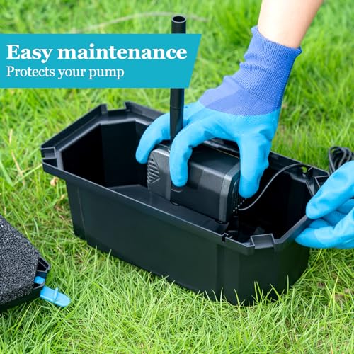 POPOSOAP Solar Water Pump with Pond Filter, 25W Solar Pond Filter with Fountain Pump 410GPH Adjustable, Pond Filter with Tubing for Outdoor Ponds Fish Tank Pool Garden Water Feature Waterfall