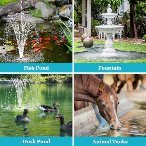 POPOSOAP Solar Water Pump with Pond Filter, 25W Solar Pond Filter with Fountain Pump 410GPH Adjustable, Pond Filter with Tubing for Outdoor Ponds Fish Tank Pool Garden Water Feature Waterfall