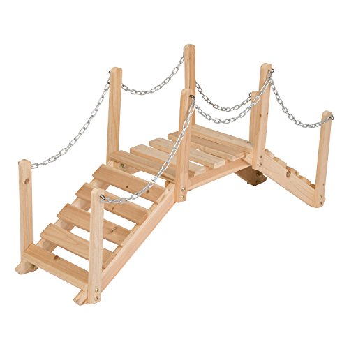 Shine Company 4963N Decorative Cedar Wood Garden Bridge with Side Rails, Natural