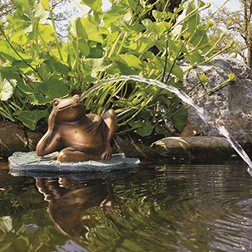 Aquascape 78311 Lazy Frog on Lily Pad Pond and Garden Water Fountain, Patina