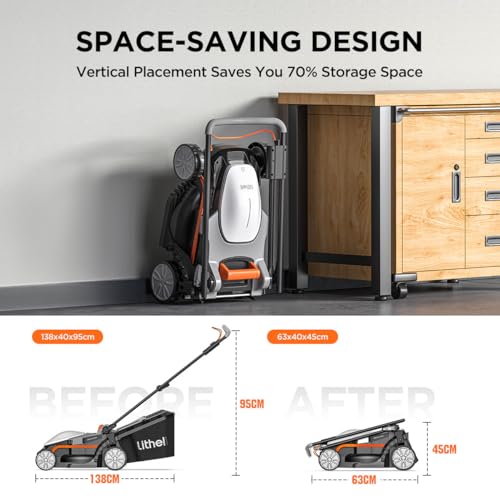 Litheli Cordless Lawn Mower 13 Inch, U20 Handy+ 20V Electric Lawn Mowers for Garden, Yard and Farm, 5 Heights Adjustment, Light Weight,4.0Ah Portable Battery Included