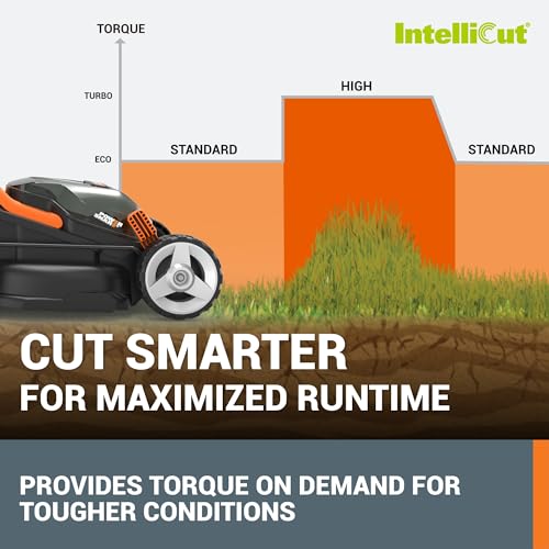 Worx 40V 14" Cordless Lawn Mower for Small Yards, 2-in-1 Battery Lawn Mower Cuts Quietly, Compact & Lightweight Lawn Mower with 6-Position Height Adjustment WG779 – 2 Batteries & Charger Included
