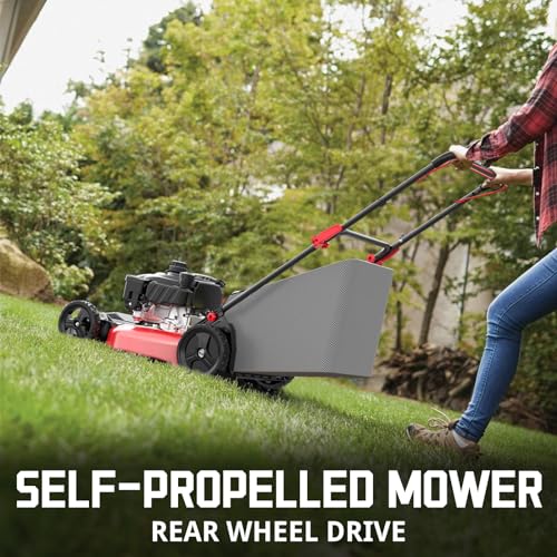 PowerSmart Self Propelled Gas Lawn Mower 21in. 170cc Gas Engine 3-in-1 Mulch, Bag, Side Discharge, 6-Position Height Adjustment