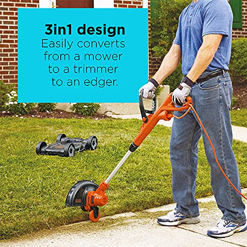 BLACK+DECKER 3-in-1 String Trimmer/Edger & Lawn Mower, 6.5-Amp, 12-Inch, Corded (MTE912)