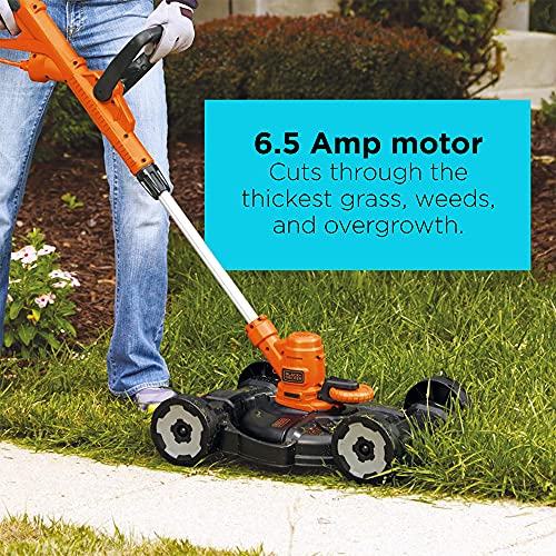 BLACK+DECKER 3-in-1 String Trimmer/Edger & Lawn Mower, 6.5-Amp, 12-Inch, Corded (MTE912)