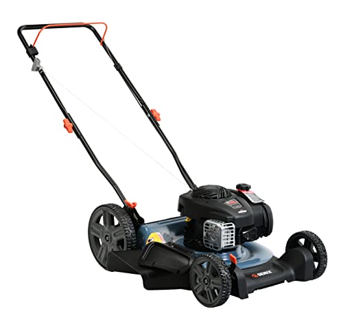 SENIX Gas Lawn Mower, 21-Inch, 140 cc 4-Cycle Briggs & Stratton Engine, 2-in-1 Push Lawnmower, 6-Position Height Adjustment with 11-Inch Rear Wheels, LSPG-M6, Blue