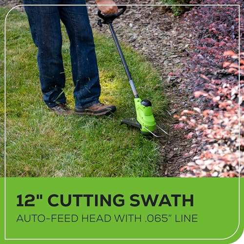 Greenworks 2 x 24V 20" Brushless Cordless (Push) Lawn Mower + Blower (320 CFM) + 12" String Trimmer, (2) 5.0Ah Batteries and Charger Included (125+ Compatible Tools)