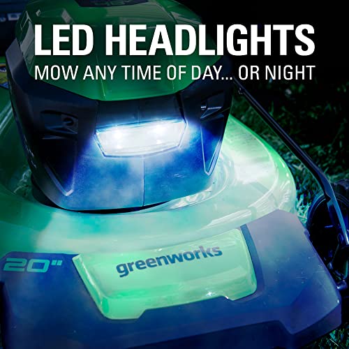 Greenworks 48V (2 x 24V) 20" Brushless Cordless (Push) Lawn Mower (LED Headlight), (2) 4.0Ah Batteries and Dual Port Rapid Charger Included (125+ Compatible Tools)