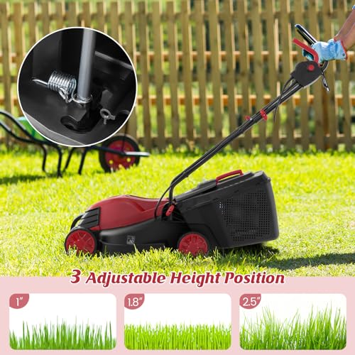 Goplus Electric Lawn Mower, Versatile Corded Lawn Mower with Grass Collection Box, 10 AMP Motor, 13" Cutting Deck, 3 Adjustable Cutting Positions, Walk-Behind Lawnmower for Garden Farm Yard