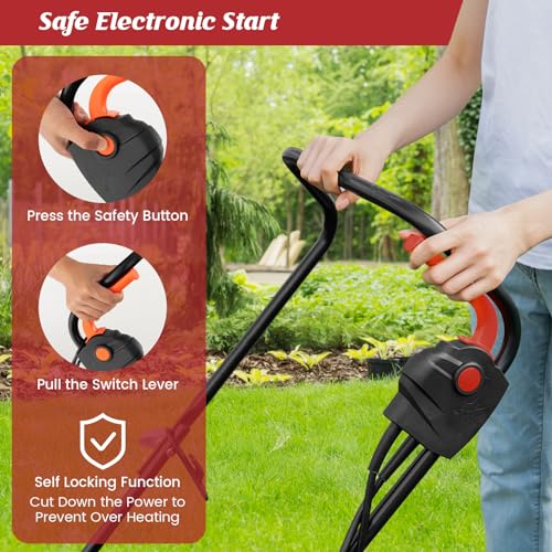 Goplus Electric Lawn Mower, Versatile Corded Lawn Mower with Grass Collection Box, 10 AMP Motor, 13" Cutting Deck, 3 Adjustable Cutting Positions, Walk-Behind Lawnmower for Garden Farm Yard