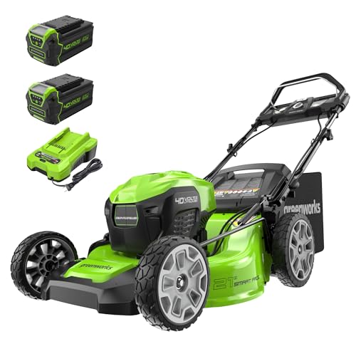 Greenworks 40V 21" Brushless Cordless (Smart Pace / Self-Propelled) Lawn Mower (75+ Compatible Tools), (2) 4.0Ah Batteries and Charger Included