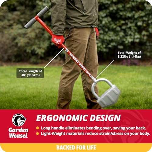 Garden Weasel Edger-Chopper - Long Handle | Garden Beds, Patios, Trenches, Sidewalks, Driveways, and More | Lawn and Landscaping Tool, T Grip, Sod Cutter | 91714