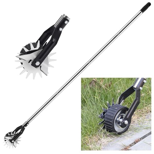 2024 Upgrade Edger Lawn Tool, Hand Manual Lawn Edger, Wheel Rotary Trimmer Grass Weed Edger for Garden Sidewalk Yard, Stainless Steel Long Handle 68 inch